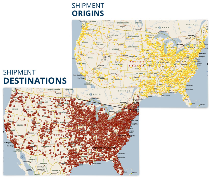WorldWide Logistics - Shipment Origins and Destinations Map